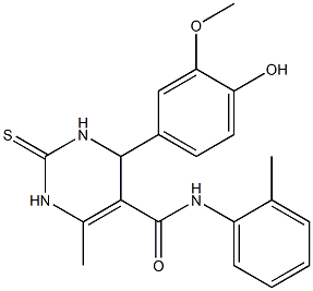 4-[4-hydroxy-3-(methyloxy)phenyl]-6-methyl-N-(2-methylphenyl)-2-thioxo-1,2,3,4-tetrahydropyrimidine-5-carboxamide