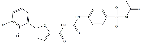N-acetyl-4-[({[5-(2,3-dichlorophenyl)-2-furoyl]amino}carbothioyl)amino]benzenesulfonamide Structure