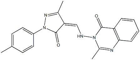2-methyl-3-({[3-methyl-1-(4-methylphenyl)-5-oxo-1,5-dihydro-4H-pyrazol-4-ylidene]methyl}amino)-4(3H)-quinazolinone Structure