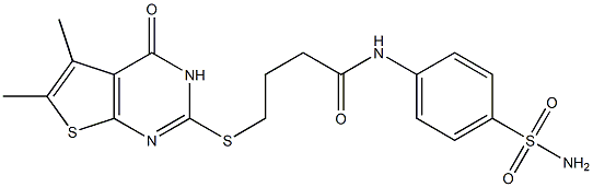 N-[4-(aminosulfonyl)phenyl]-4-[(5,6-dimethyl-4-oxo-3,4-dihydrothieno[2,3-d]pyrimidin-2-yl)sulfanyl]butanamide 结构式