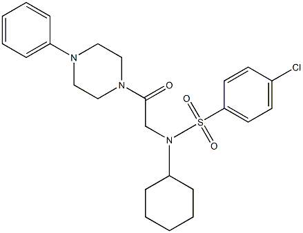 4-chloro-N-cyclohexyl-N-[2-oxo-2-(4-phenyl-1-piperazinyl)ethyl]benzenesulfonamide Struktur