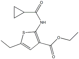 ethyl 2-[(cyclopropylcarbonyl)amino]-5-ethyl-3-thiophenecarboxylate Struktur
