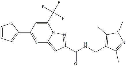 5-(2-thienyl)-7-(trifluoromethyl)-N-[(1,3,5-trimethyl-1H-pyrazol-4-yl)methyl]pyrazolo[1,5-a]pyrimidine-2-carboxamide Struktur