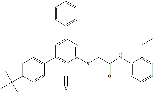 2-{[4-(4-tert-butylphenyl)-3-cyano-6-phenyl-2-pyridinyl]sulfanyl}-N-(2-ethylphenyl)acetamide