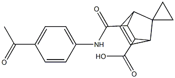 3-[(4-acetylanilino)carbonyl]spiro[bicyclo[2.2.1]hept[5]ene-7,1'-cyclopropane]-2-carboxylic acid Structure