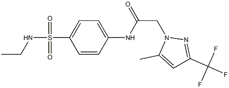 N-{4-[(ethylamino)sulfonyl]phenyl}-2-[5-methyl-3-(trifluoromethyl)-1H-pyrazol-1-yl]acetamide,,结构式