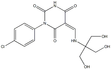 1-(4-chlorophenyl)-5-({[2-hydroxy-1,1-bis(hydroxymethyl)ethyl]amino}methylene)-2,4,6(1H,3H,5H)-pyrimidinetrione Structure