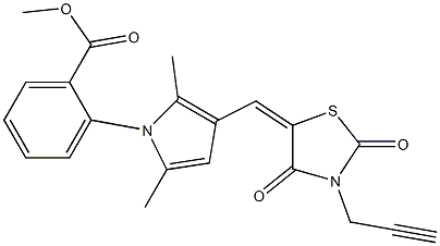 methyl 2-(3-{[2,4-dioxo-3-(2-propynyl)-1,3-thiazolidin-5-ylidene]methyl}-2,5-dimethyl-1H-pyrrol-1-yl)benzoate Struktur