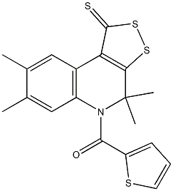 4,4,7,8-tetramethyl-5-(2-thienylcarbonyl)-4,5-dihydro-1H-[1,2]dithiolo[3,4-c]quinoline-1-thione Struktur