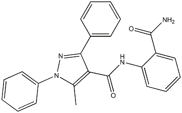 N-[2-(aminocarbonyl)phenyl]-5-methyl-1,3-diphenyl-1H-pyrazole-4-carboxamide Struktur