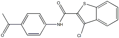 N-(4-acetylphenyl)-3-chloro-1-benzothiophene-2-carboxamide 化学構造式