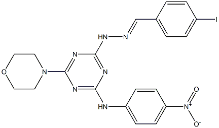4-iodobenzaldehyde [4-{4-nitroanilino}-6-(4-morpholinyl)-1,3,5-triazin-2-yl]hydrazone Structure