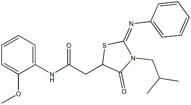 2-[3-isobutyl-4-oxo-2-(phenylimino)-1,3-thiazolidin-5-yl]-N-(2-methoxyphenyl)acetamide Structure