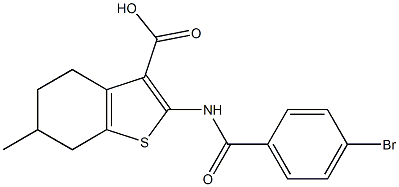 2-[(4-bromobenzoyl)amino]-6-methyl-4,5,6,7-tetrahydro-1-benzothiophene-3-carboxylic acid Struktur