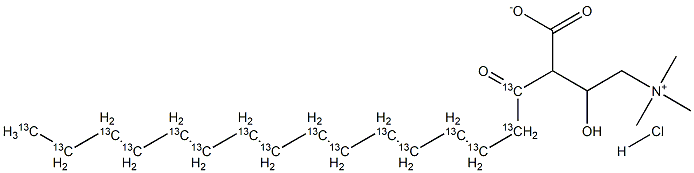 Hexadecanoyl-13C16-L-carnitine  hydrochloride 结构式