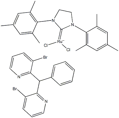 [1,3-Bis(2,4,6-trimethylphenyl)-2-imidazolidinylidene]dichloro(phenylmethylene)bis(3-bromopyridine)ruthenium(II) Struktur