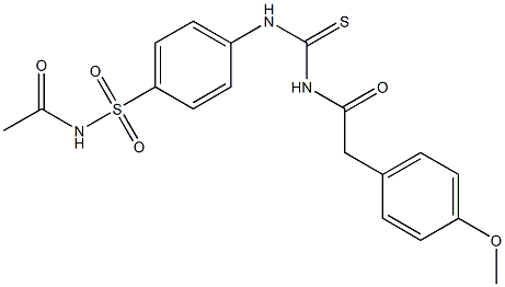 N-acetyl-4-[({[2-(4-methoxyphenyl)acetyl]amino}carbothioyl)amino]benzenesulfonamide Structure