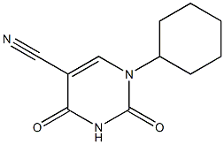 1-Cyclohexyl-1,2,3,4-tetrahydro-2,4-dioxopyrimidine-5-carbonitrile ,97% 化学構造式