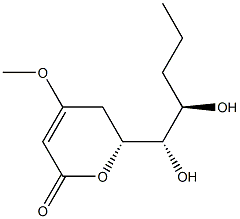 (6R)-6-[(1S,2R)-1,2-ジヒドロキシペンチル]-5,6-ジヒドロ-4-メトキシ-2H-ピラン-2-オン 化学構造式