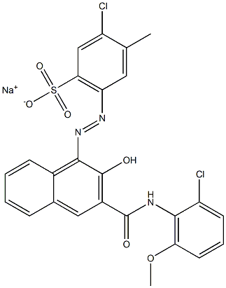 3-Chloro-4-methyl-6-[[3-[[(2-chloro-6-methoxyphenyl)amino]carbonyl]-2-hydroxy-1-naphtyl]azo]benzenesulfonic acid sodium salt,,结构式