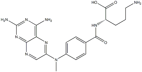(S)-5-アミノ-2-[4-[(2,4-ジアミノプテリジン-6-イル)メチルアミノ]ベンゾイルアミノ]吉草酸 化学構造式