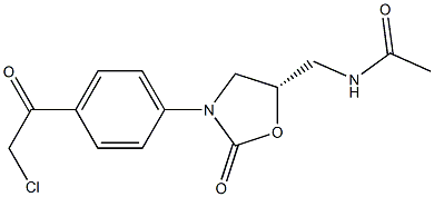 (5S)-5-Acetylaminomethyl-3-[4-chloroacetylphenyl]oxazolidin-2-one Struktur