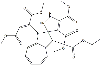 1-[(Z)-1,2-ビス(メトキシカルボニル)ビニル]スピロ[シクロヘプタ[b]ピロール-2(1H),3'-[4]ピラゾリン]-3,4',5'-トリカルボン酸3-エチル4',5'-ジメチル 化学構造式