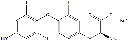 (S)-2-アミノ-3-[4-(4-ヒドロキシ-2,6-ジヨードフェノキシ)-3-ヨードフェニル]プロパン酸ナトリウム 化学構造式