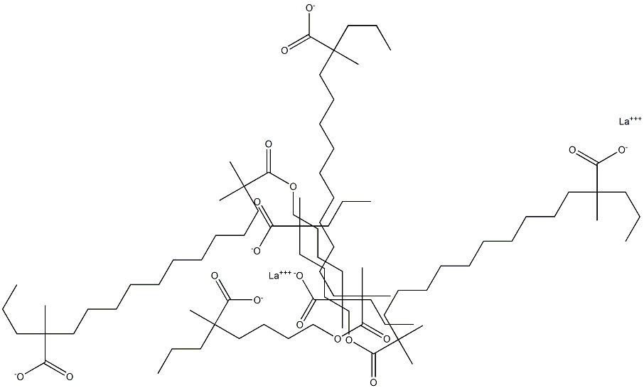 ランタン2,2-ジメチルオクタノアート=ビス(2-メチル-2-プロピルヘキサノアート) 化学構造式