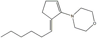 3-ヘキシリデン-2-モルホリノ-1-シクロペンテン 化学構造式