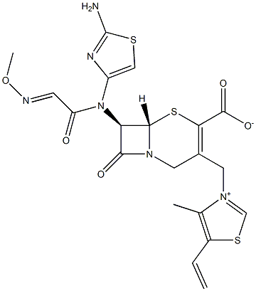 (7R)-7-[(2-Amino-4-thiazolyl)(methoxyimino)acetylamino]-3-[[(5-ethenyl-4-methylthiazol-3-ium)-3-yl]methyl]cepham-3-ene-4-carboxylic acid Struktur