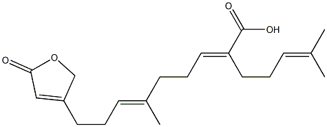 (2E,6E)-9-[(2,5-Dihydro-2-oxofuran)-4-yl]-2-(4-methyl-3-pentenyl)-6-methyl-2,6-nonadienoic acid Struktur