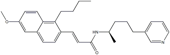 (E)-3-(1-ブチル-6-メトキシナフタレン-2-イル)-N-[(R)-1-メチル-4-(3-ピリジニル)ブチル]アクリルアミド 化学構造式