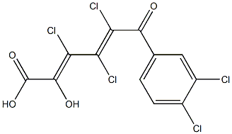 (2E,4E)-2-ヒドロキシ-3,4,5-トリクロロ-6-オキソ-6-(3,4-ジクロロフェニル)-2,4-ヘキサジエン酸 化学構造式