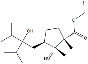 (1S,2R,3R)-2-ヒドロキシ-3-(2-ヒドロキシ-3-メチル-2-イソプロピルブチル)-1,2-ジメチルシクロペンタン-1-カルボン酸エチル 化学構造式