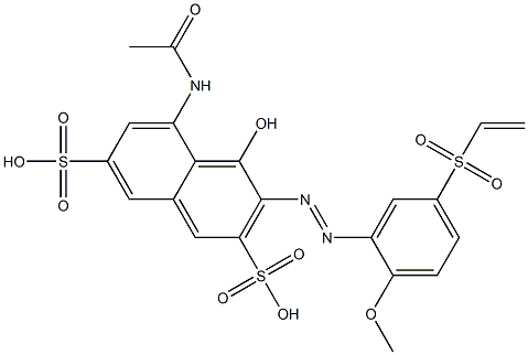 5-Acetylamino-4-hydroxy-3-[2-methoxy-5-(vinylsulfonyl)phenylazo]-2,7-naphthalenedisulfonic acid Struktur