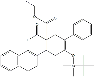 6a,7,10,10a,11,12-Hexahydro-6-oxo-9-[[dimethyl(tert-butyl)silyl]oxy]-8-phenyl-6H-benzo[d]naphtho[1,2-b]pyran-6a-carboxylic acid ethyl ester Structure