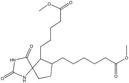 6-[2,4-Dioxo-6-[4-(methoxycarbonyl)butyl]-1,3-diazaspiro[4.4]nonan-7-yl]hexanoic acid methyl ester 结构式