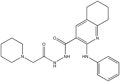 N'-[2-ピペリジノアセチル]-2-[(フェニル)アミノ]-5,6,7,8-テトラヒドロキノリン-3-カルボヒドラジド 化学構造式