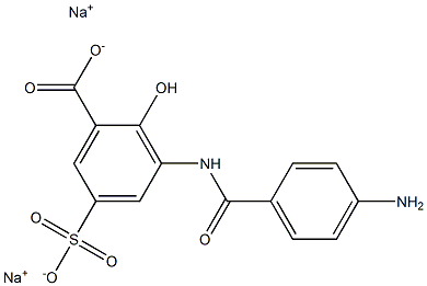 3-(p-アミノベンゾイルアミノ)-5-スルホサリチル酸二ナトリウム 化学構造式