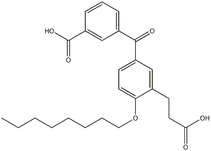 2-(オクチルオキシ)-5-(3-カルボキシベンゾイル)ベンゼン-1-プロピオン酸 化学構造式
