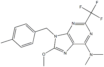 6-Dimethylamino-9-(4-methylbenzyl)-2-trifluoromethyl-8-methoxy-9H-purine Struktur