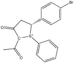 (5R)-2-Acetyl-5-(p-bromophenyl)-1-phenyl-3-oxo-2,3,4,5-tetrahydrothiophen-1-ium-2-ide Structure