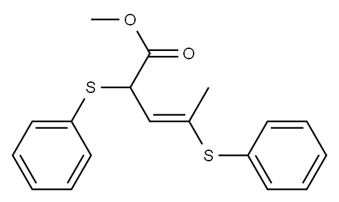 (E)-2,4-ビス(フェニルチオ)-3-ペンテン酸メチル 化学構造式