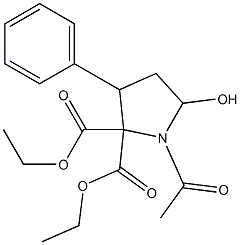 1-Acetyl-3-phenyl-5-hydroxypyrrolidine-2,2-dicarboxylic acid diethyl ester Structure