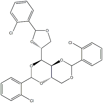 1-O,2-O:3-O,5-O:4-O,6-O-Tris(2-chlorobenzylidene)-L-glucitol 结构式