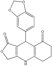 3,4,5,6,7,9-Hexahydro-9-(1,3-benzodioxol-5-yl)furo[3,4-b]quinoline-1,8-dione 结构式