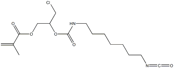 メタクリル酸3-クロロ-2-[7-イソシアナトヘプチルカルバモイルオキシ]プロピル 化学構造式