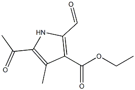 5-アセチル-2-ホルミル-4-メチル-1H-ピロール-3-カルボン酸エチル 化学構造式