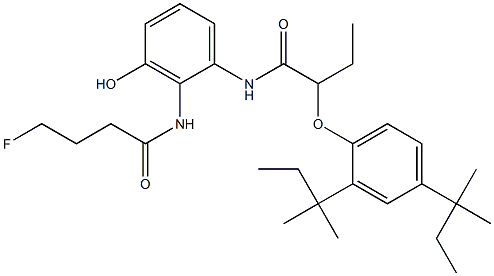 6-(4-フルオロブチリルアミノ)-5-[2-(2,4-ジ-tert-アミルフェノキシ)ブチリルアミノ]フェノール 化学構造式